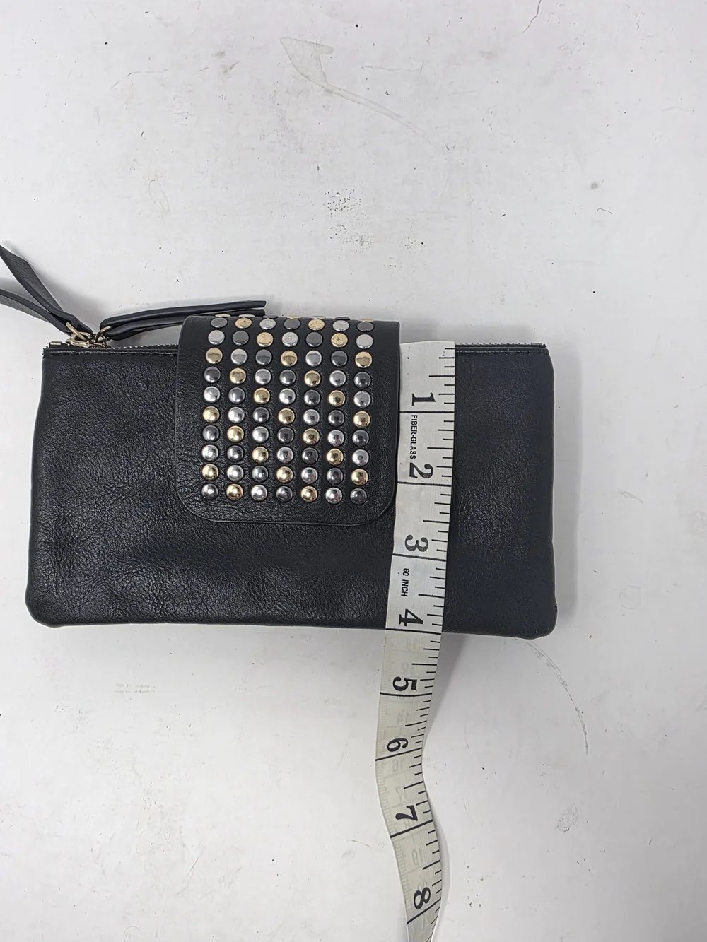 Olivia Miller Black Studded Wallet Clutch Double Zip Compartment Organizer